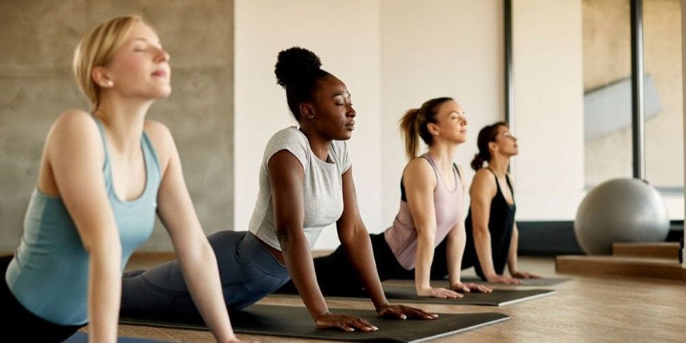 Woman exercising at the gym.