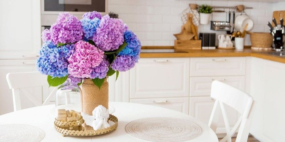 Beautiful flowers in a vase on a table
