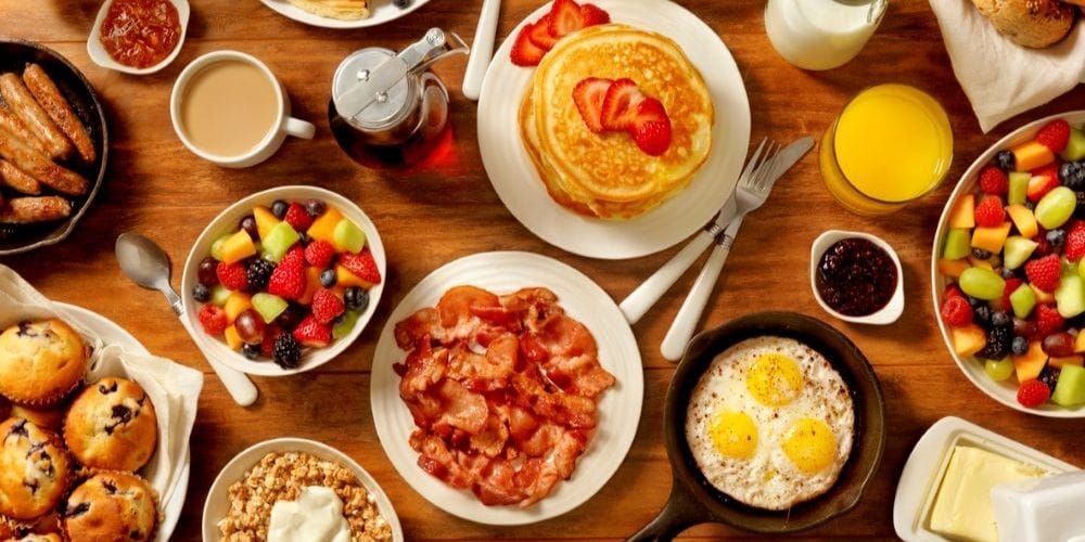 Brunch served on a table.