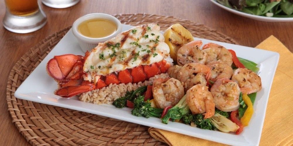 Seafood served at the table.